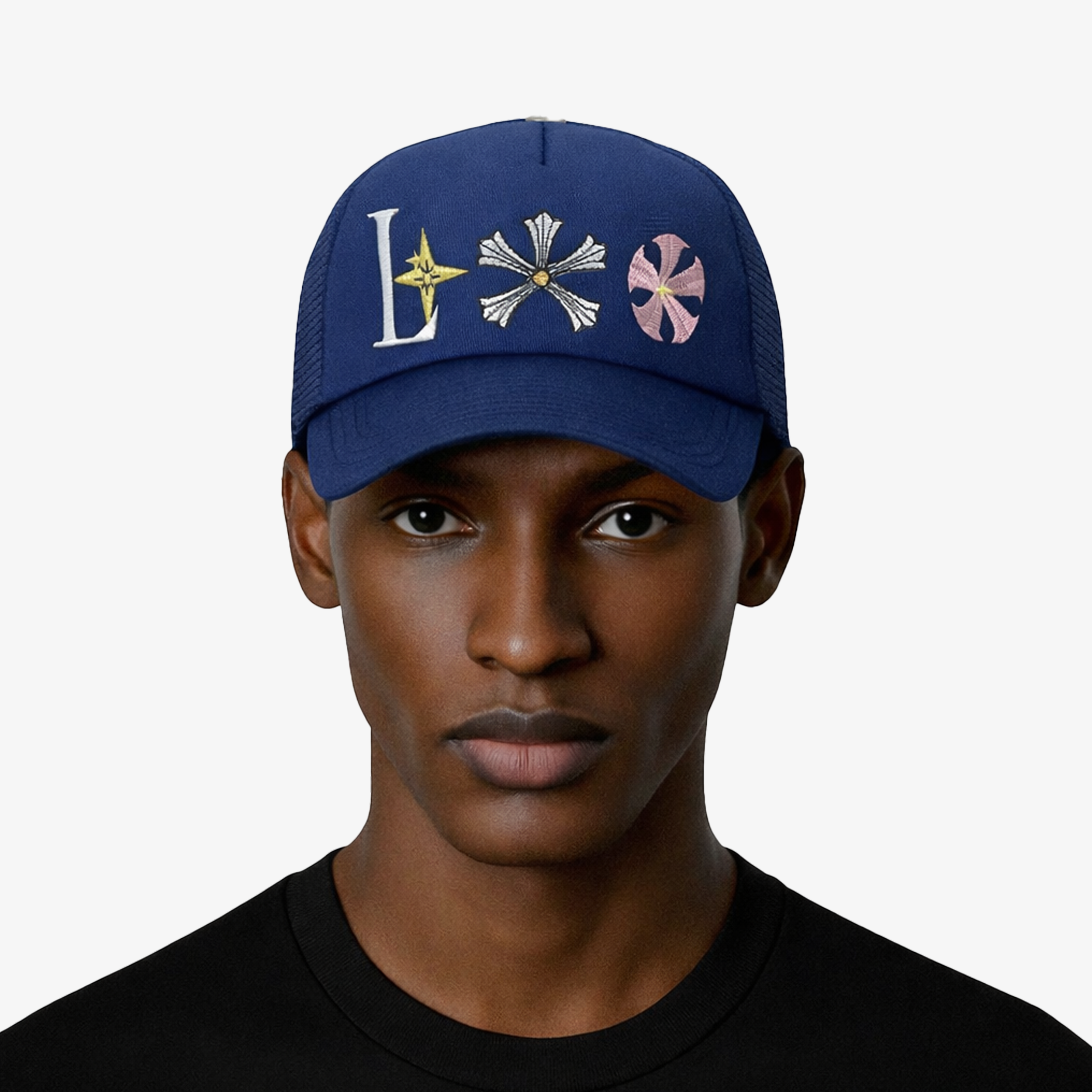LUMERE Navy Etoile cap on mODEL.png